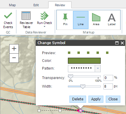 Adding a line using the markup tools Adding a line using the markup tools