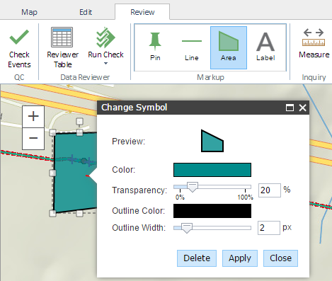 Adding a polygon using the markup tools Adding a polygon using the markup tools